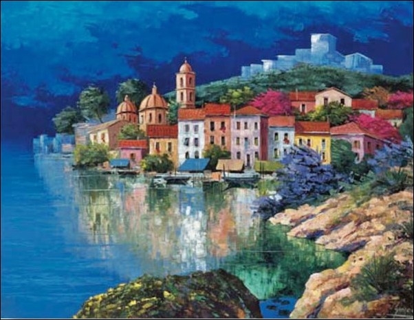 Posters Reprodukce Maria Teresa Gianola - Rybářská vesnice , (80 x 60 cm)