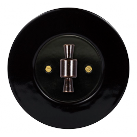 Retro vypínače černá keramika/černý kryt s kličkou