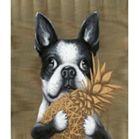 Obraz s ručními tahy Dog with Pineapple 80×80 cm