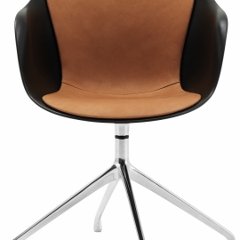 Adelaide židle otočná černá s karamelovou kůží.jpeg