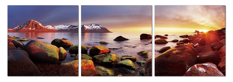 Posters Obraz na zeď - Zářivé kameny na pobřeží, (150 x 50 cm)