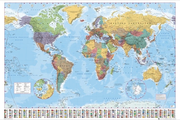 Posters Plakát, Obraz - Mapa světa - politická, (91,5 x 61 cm)