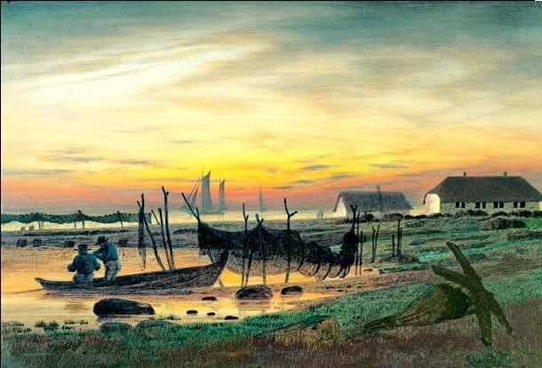 Posters Reprodukce Caspar David Friedrich - Pobřežní krajina za soumraku, 1818, (80 x 60 cm)