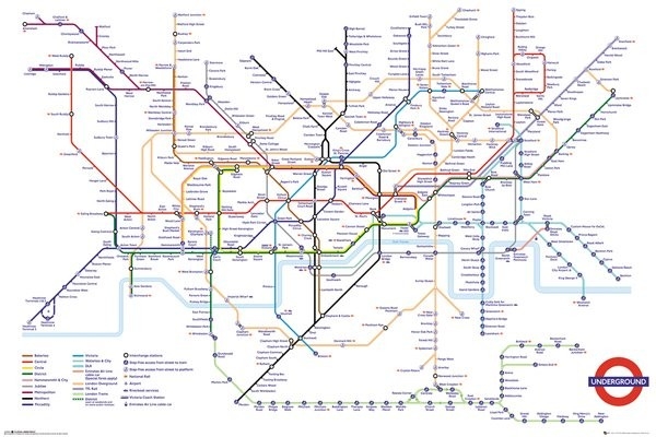 Posters Plakát, Obraz - Transport For London - Underground Map, (91,5 x 61 cm)