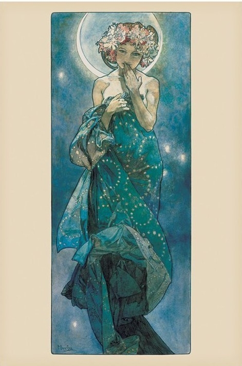Posters Plakát, Obraz - Alfons Mucha - moon, (61 x 91,5 cm)