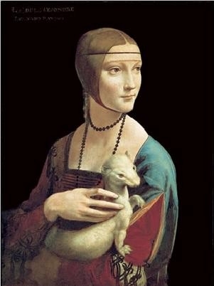 Posters Obraz, Reprodukce - Dáma s hranostajem, Leonardo Da Vinci, (24 x 30 cm)