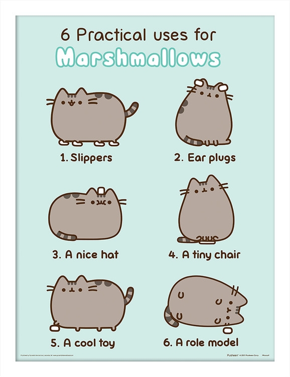 Posters Obraz na zeď - Pusheen - Practical Uses for Marshmallows