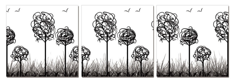 Posters Obraz na zeď - Moderní design - stromy s ptáky, (180 x 60 cm)