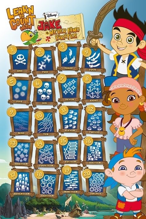Posters Plakát, Obraz - Jake a piráti ze Země Nezemě - Learn to Count With, (61 x 91,5 cm)