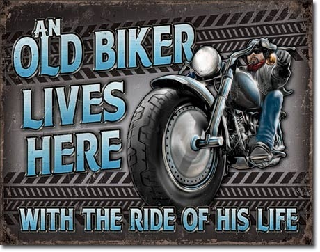 Posters Plechová cedule Old Biker - Ride, (16 x 12,5 cm)