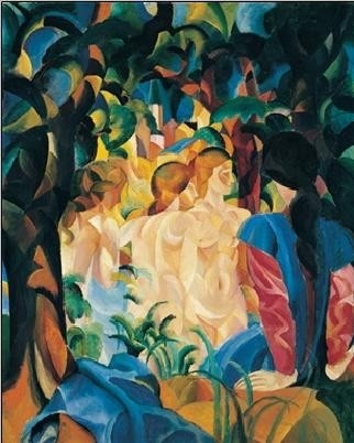 Posters Obraz, Reprodukce - Koupající se dívky, Macke August, (60 x 80 cm)