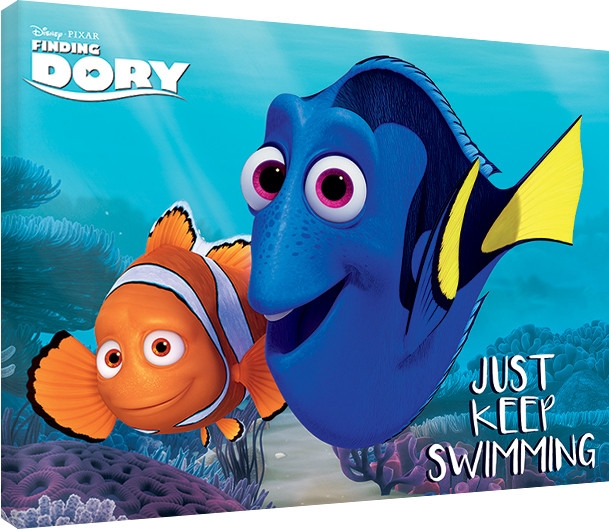 Posters Obraz na plátně Hledá se Dory - Just Keep Swimming, (80 x 60 cm)