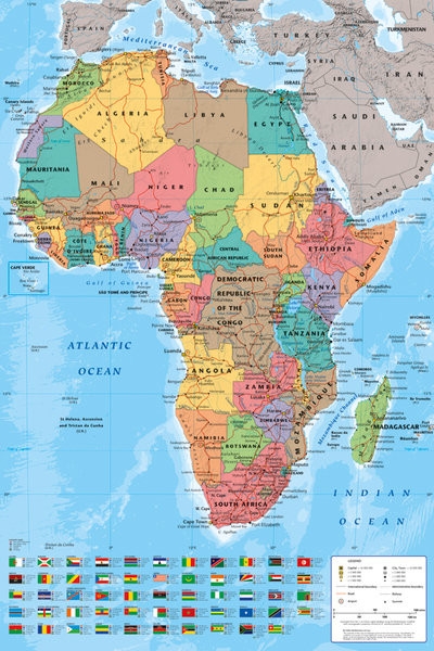 Posters Plakát, Obraz - Afrika - Mapa Afriky, (61 x 91,5 cm)