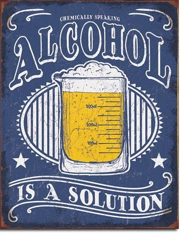 Posters Plechová cedule Alcohol - Solution, (12,5 x 16 cm)