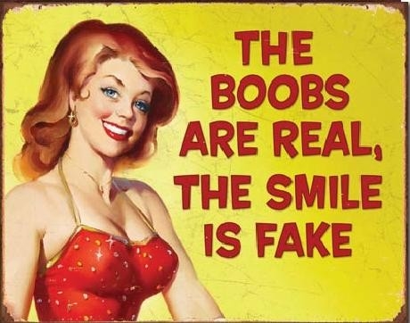 Posters Plechová cedule Smile is Fake, (40 x 31,5 cm)