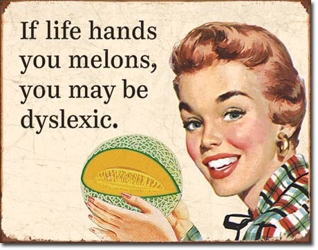 Posters Plechová cedule Dyslexic Melons, (16 x 12,5 cm)