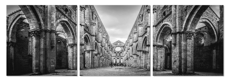 Posters Obraz na zeď - Šedé průčelí, (120 x 40 cm)