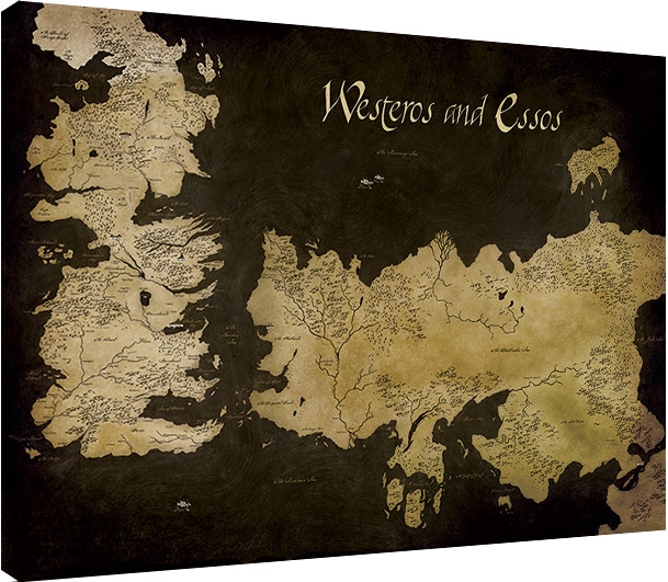 Posters Obraz na plátně Hra o Trůny (Game of Thrones) - Westeros and Essos Antique Map, (80 x...