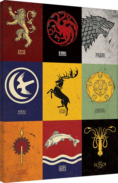 Posters Obraz na plátně Hra o Trůny (Game of Thrones) - Sigils, (60 x 80 cm)