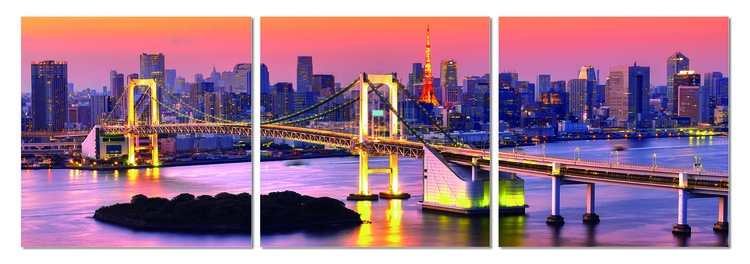 Posters Obraz na zeď - Most s velkoměstem, (150 x 50 cm)