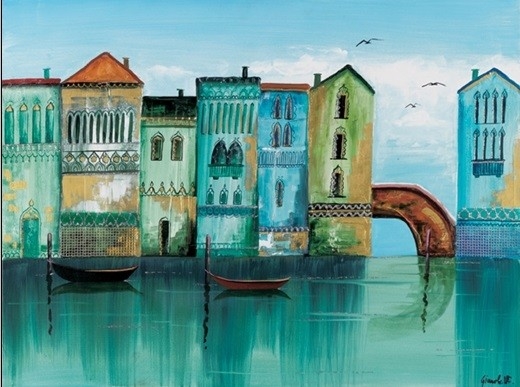 Posters Reprodukce Maria Teresa Gianola - Modré Benátky , (100 x 50 cm)