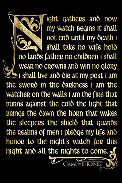 Posters Plakát, Obraz - Hra o Trůny - Night's watch, (61 x 91,5 cm)