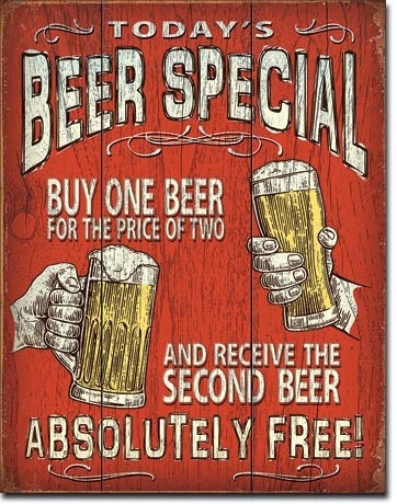 Posters Plechová cedule Todays Beer Special, (12,5 x 16 cm)