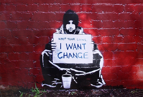 Posters Plakát, Obraz - Banksy street art - Graffiti Meek - Keep Your Coins I Want Change, (59...