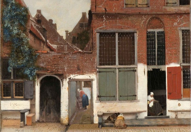 Posters Skleněný Obraz The Little Street, Vermeer