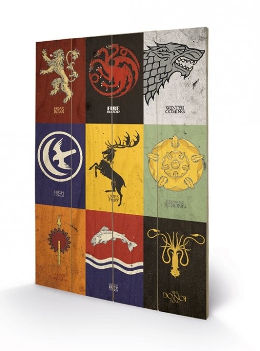 Posters Dřevěný obraz Hra o Trůny - Game of Thrones - Sigils, (40 x 59 cm)