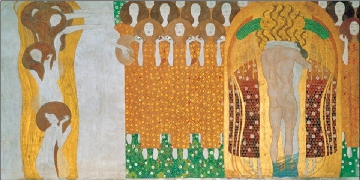 Posters Obraz, Reprodukce - Beethovenův vlys, Gustav Klimt, (100 x 50 cm)