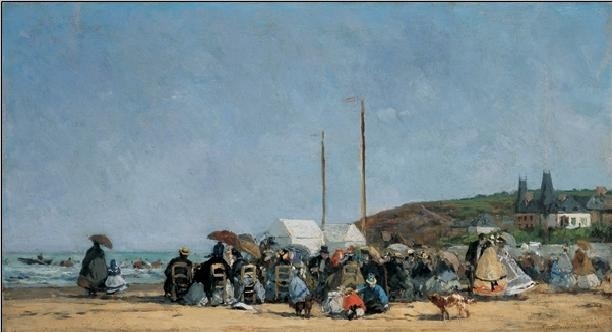 Posters Reprodukce Boudin - Pláž v Trouville , (100 x 50 cm)