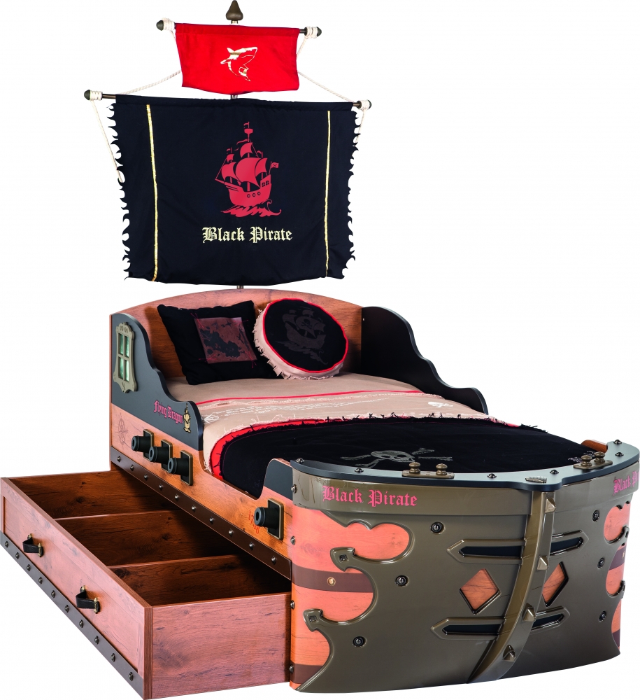 Black Pirate dětská postel loď