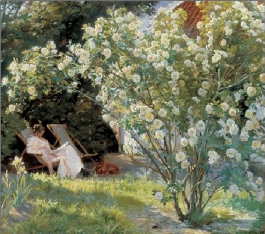 Posters Obraz, Reprodukce - Marie v zahradě (Růže), Peder Severin Kroyer, (50 x 40 cm)