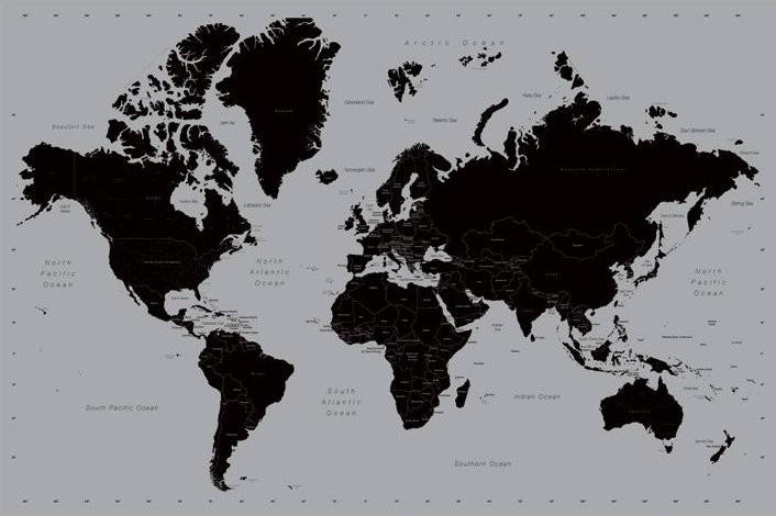 Posters Plakát, Obraz - Mapa světa - moderní, (91,5 x 61 cm)