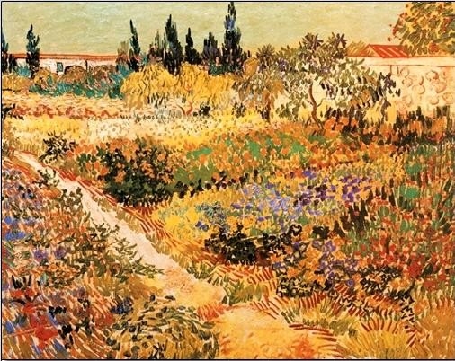 Posters Obraz, Reprodukce - Kvetoucí zahrada s pěšinou, 1888, Vincent van Gogh, (40 x 30 cm)