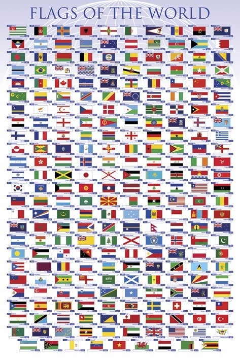 Posters Plakát, Obraz - Flags of the world, (61 x 91,5 cm)