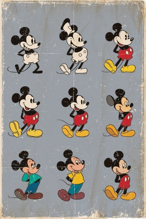 Posters Plakát, Obraz - MICKEY MOUSE - MYŠÁK MICKEY - evolution, (61 x 91,5 cm)