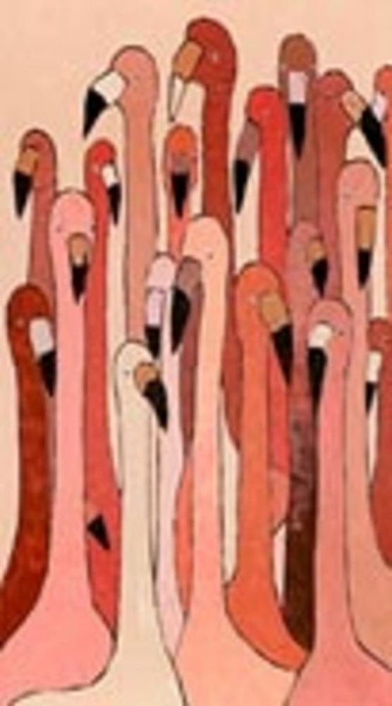 Obraz s ručními tahy Flamingo Meeting 120×90 cm