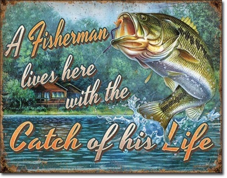 Posters Plechová cedule Fisherman's Catch, (16 x 12,5 cm)