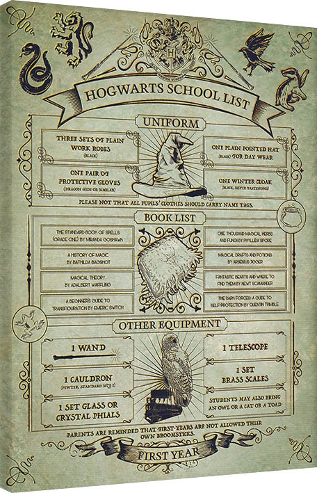 Posters Obraz na plátně Harry Potter - Hogwarts School List, (60 x 80 cm)