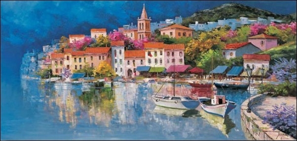 Posters Obraz, Reprodukce - Starý záliv, Benadino Gianola, (100 x 50 cm)