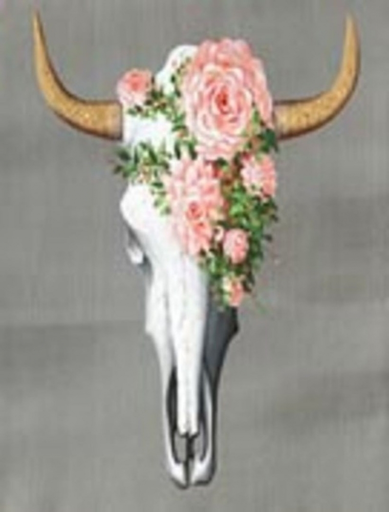 Obraz s ručními tahy Flower Skull 80×80 cm