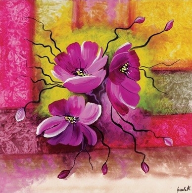 Posters Obraz, Reprodukce - Jiřiny fialové, Maria Teresa Gianola, (30 x 30 cm)