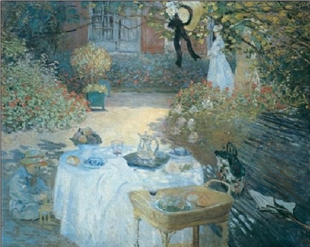 Posters Reprodukce Claude Monet - Oběd v zahradě, 1872 , (80 x 60 cm)