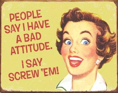 Posters Plechová cedule EPHEMERA - Bad Attitude, (40 x 31,5 cm)