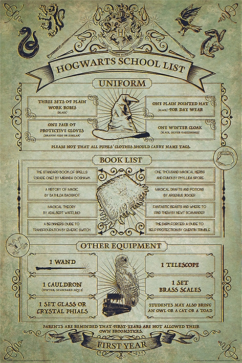 Posters Plakát, Obraz - Harry Potter - Hogwarts School List, (61 x 91,5 cm)