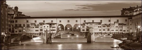 Posters Obraz, Reprodukce - Firenze Ponte Vecchio misure e supporti su, (100 x 35 cm)