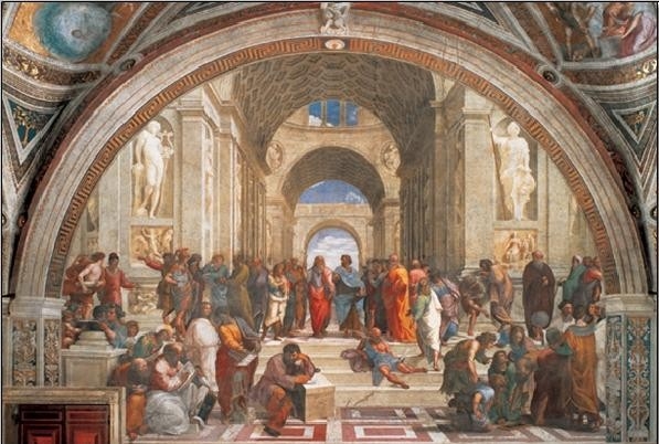 Posters Reprodukce Raffaello - Rafael Santi - Škola v Aténách, 1509 , (50 x 35 cm)