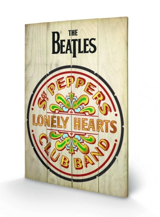 Posters Dřevěný obraz The Beatles Sgt Peppers, (40 x 59 cm)